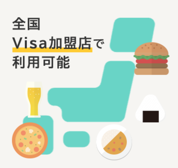全国Visa加盟店で利用可能